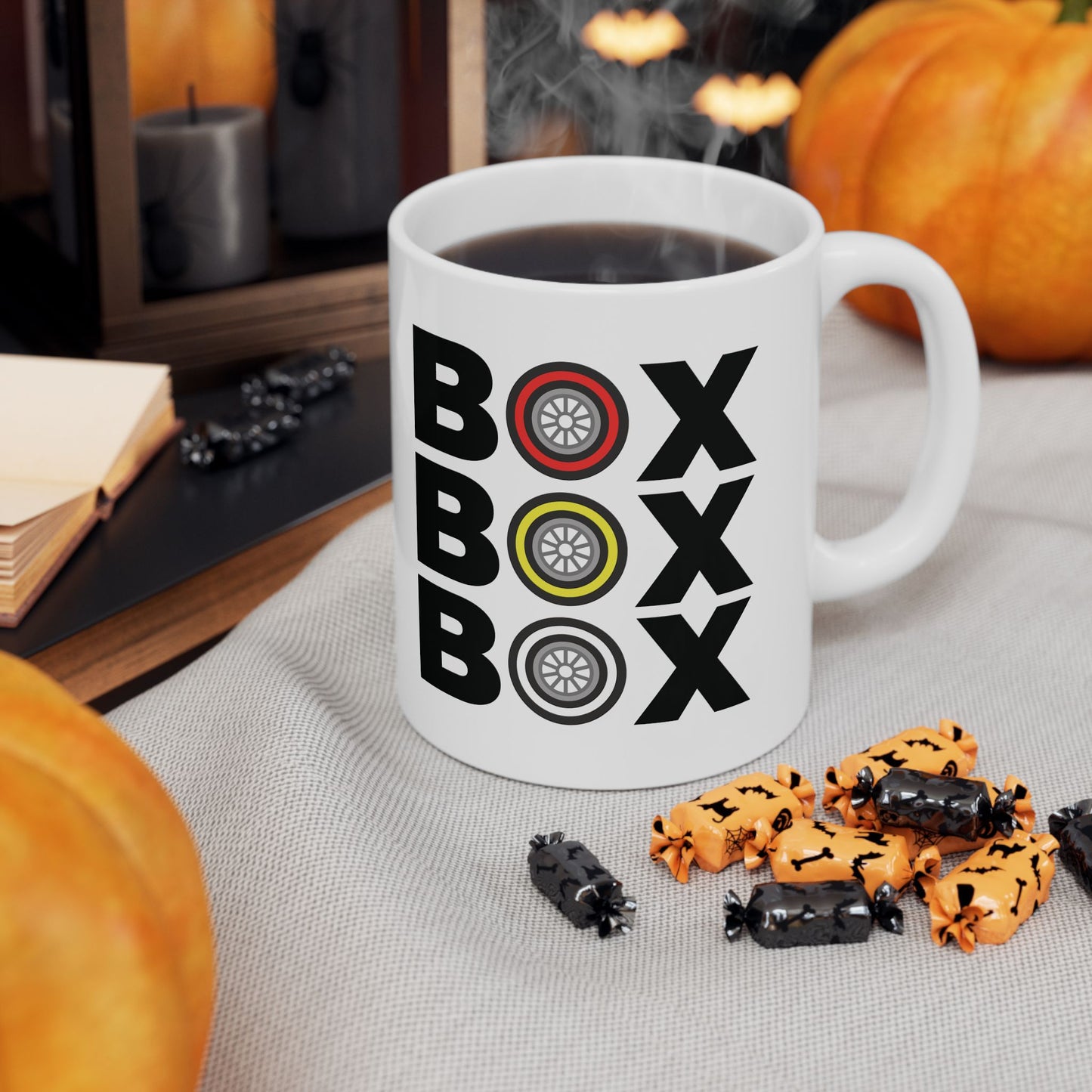 BOX BOX BOX – Formula 1 Mug (Tyre Compound Edition)