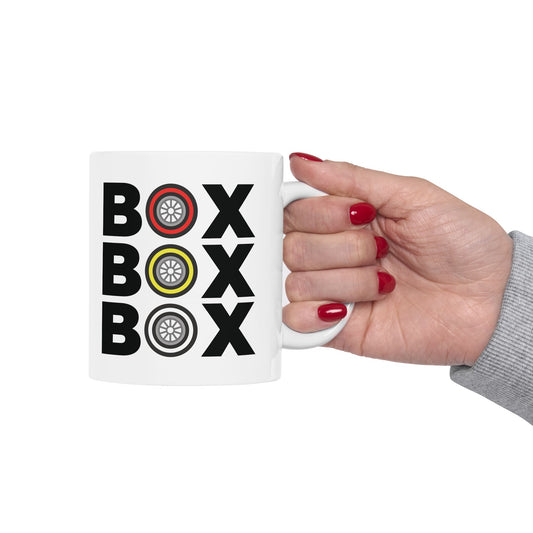 BOX BOX BOX – Formula 1 Mug (Tyre Compound Edition)