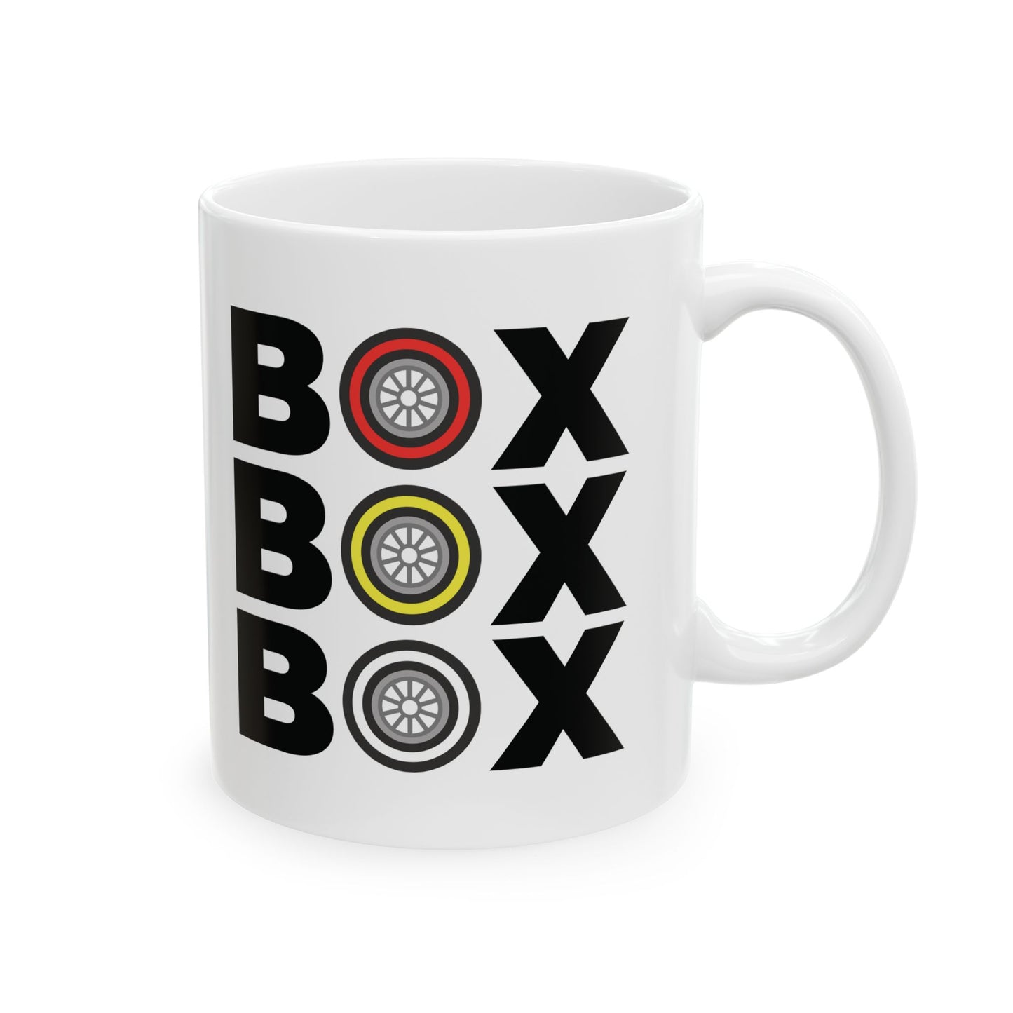 BOX BOX BOX – Formula 1 Mug (Tyre Compound Edition)