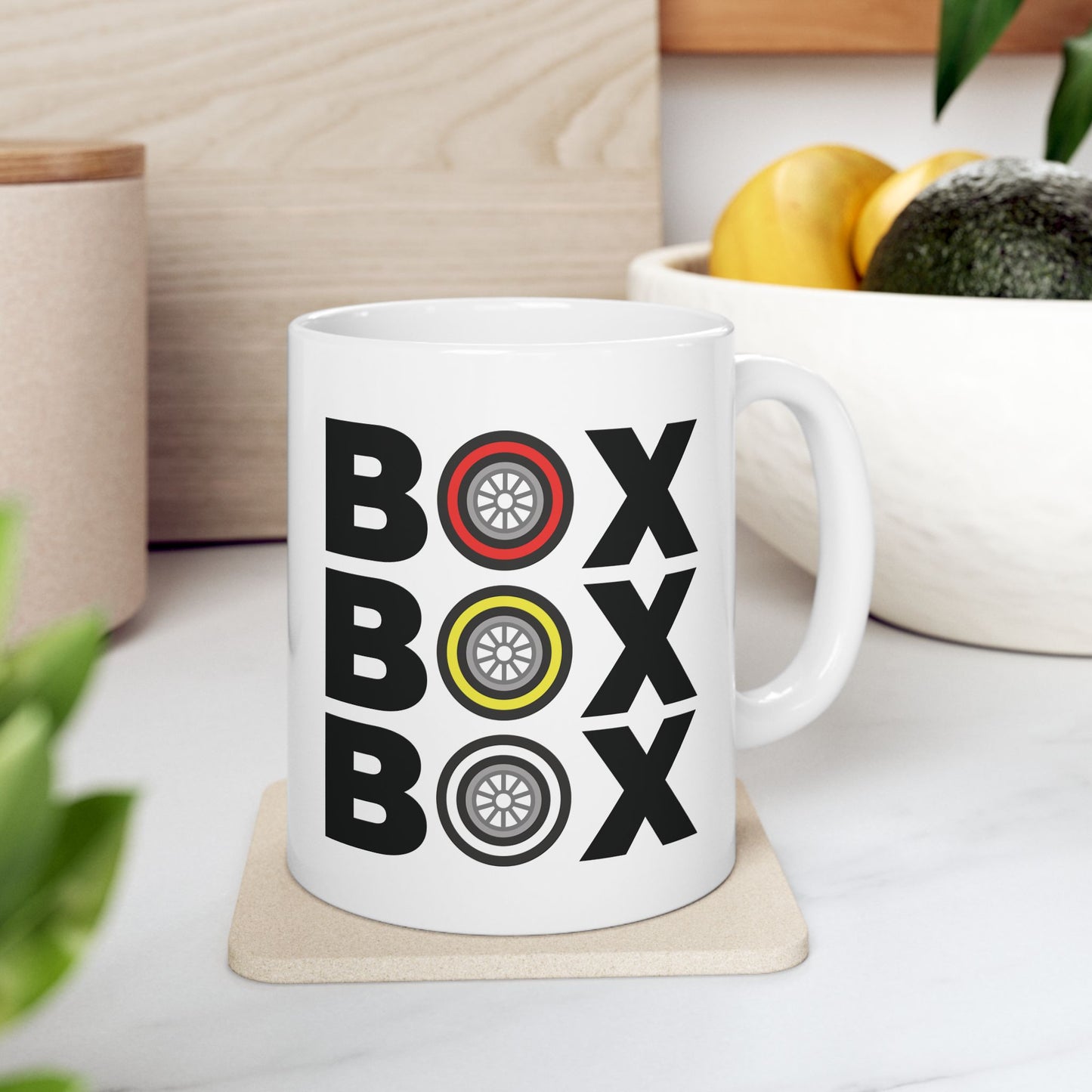 BOX BOX BOX – Formula 1 Mug (Tyre Compound Edition)